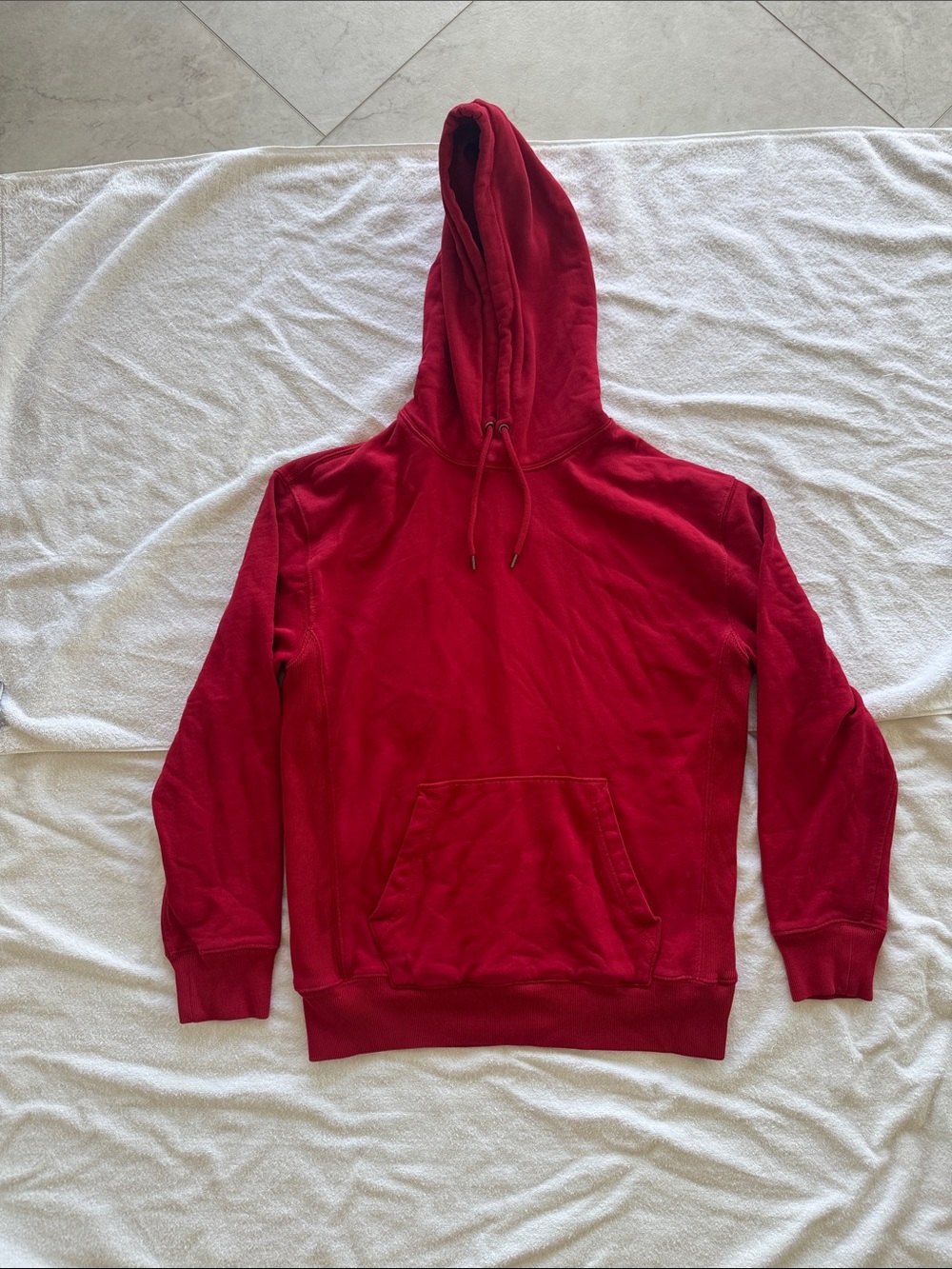 J. Crew Men's Red Hooded Pullover Sweatshirt